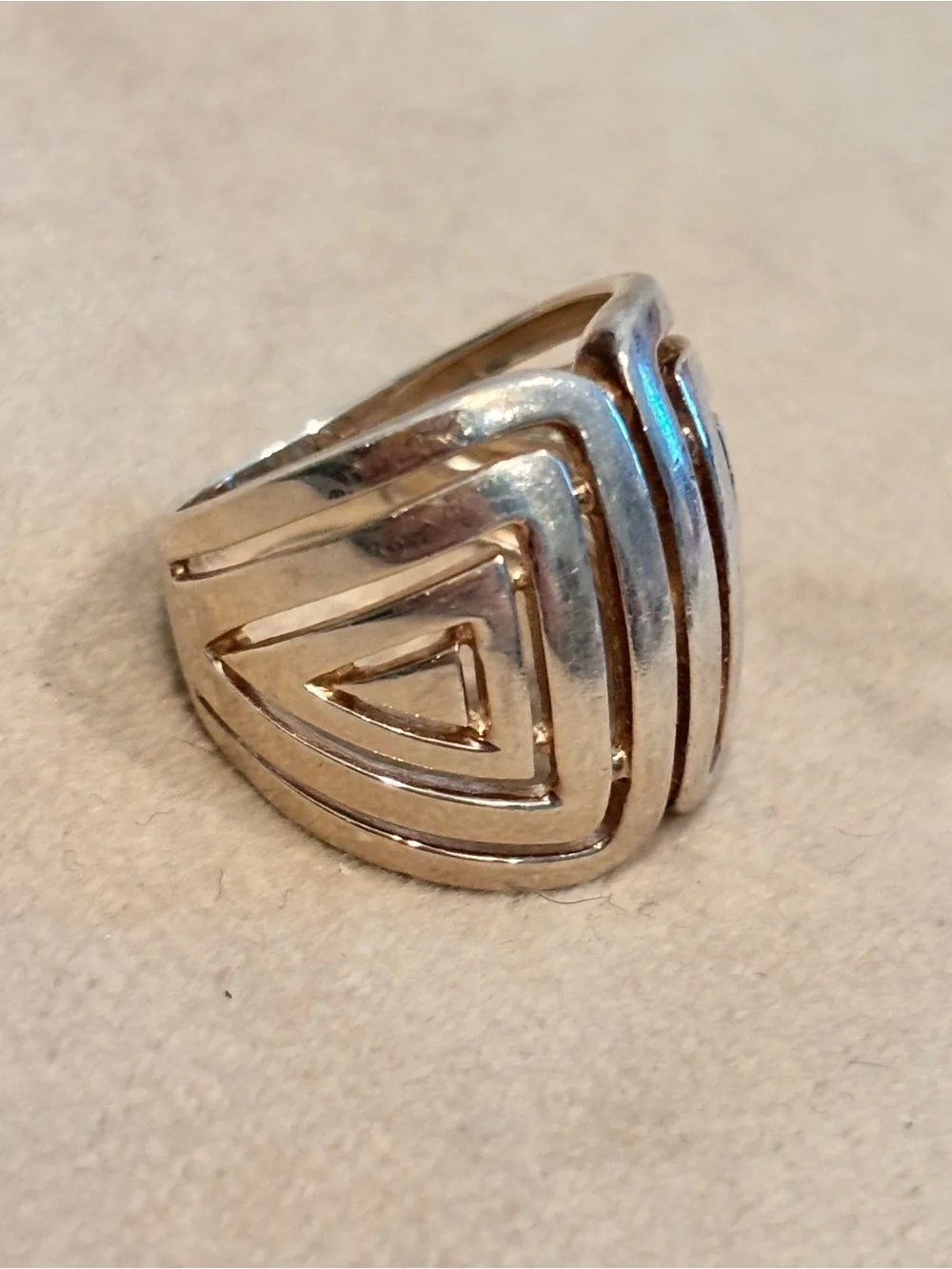 Vintage Designer 925 Sterling Silver  Geometric Statement Ring - Size 6.5-7